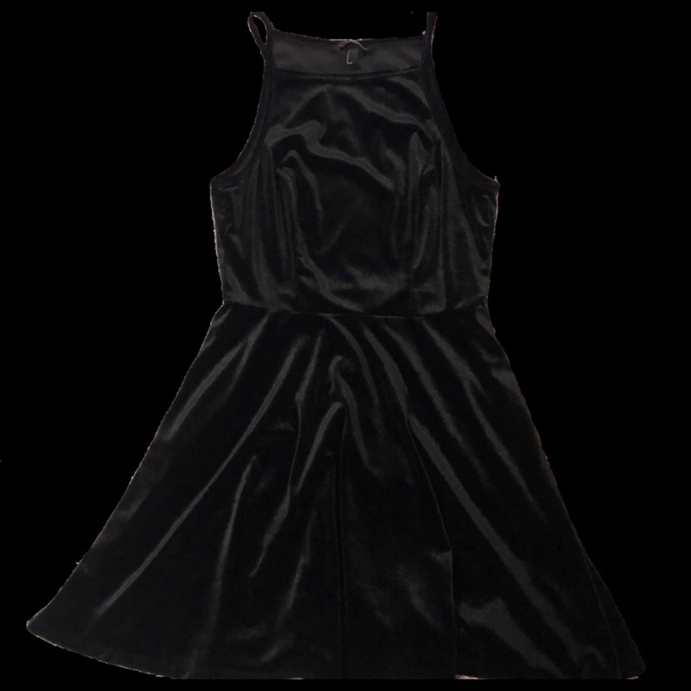 Black velvet skater dress